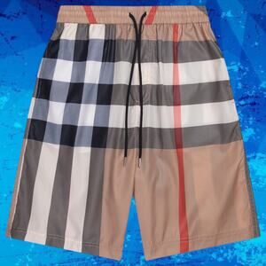 Burberry Black and White Board Shorts Swimwear